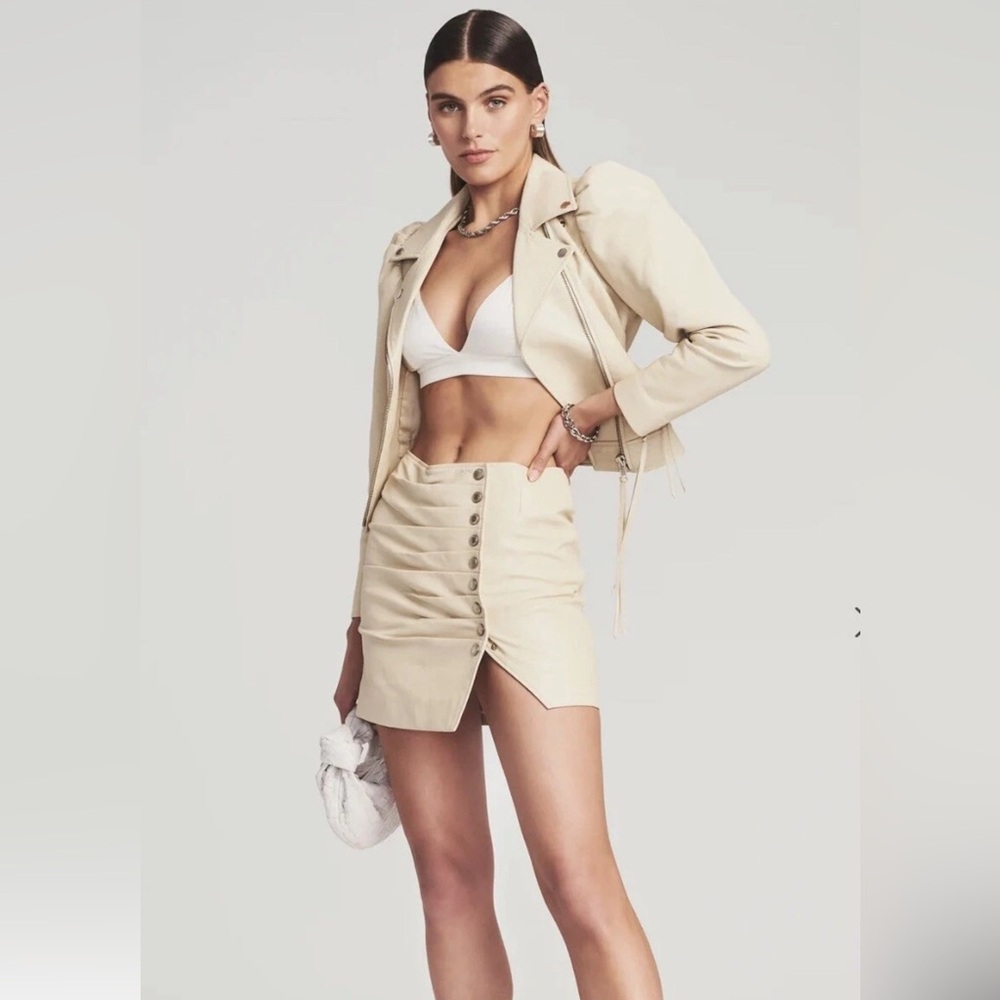 Retrofete Willa Beige Leather Skirt - NWOT